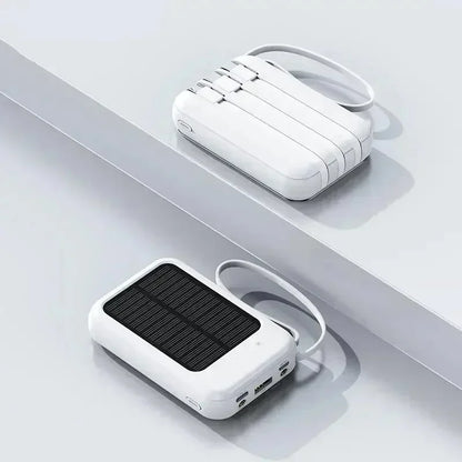 Solar Power Bank 20000mah Built-in Cable Solar Charger 2 USB Ports External Charger Power Bank with LED Light power bank New