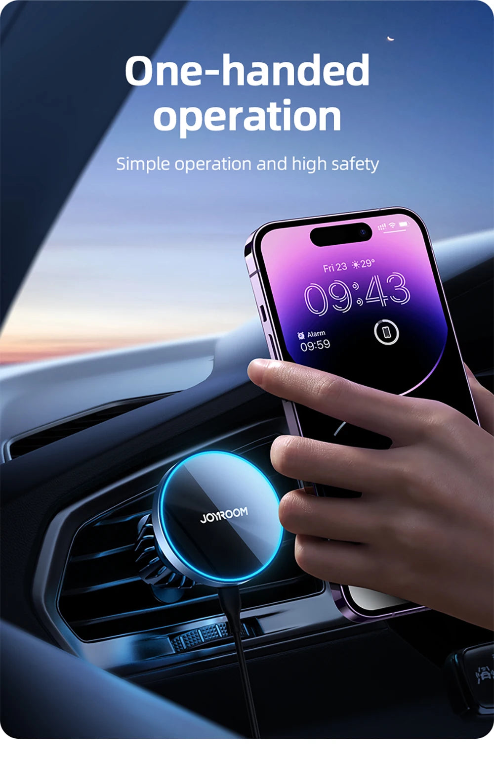 Joyroom Magnetic Car Phone Mount Wireless Fast Car Charger for iPhone Holder 15W Magnetic Car Phone Holder Mount Wireless