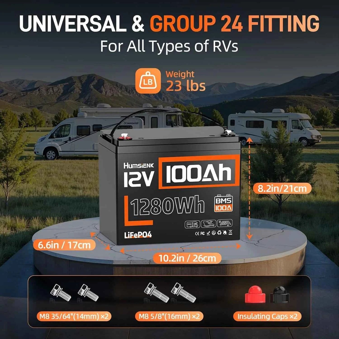 Humsienk 12V 100AH LiFePO4 Battery for RV/Camping