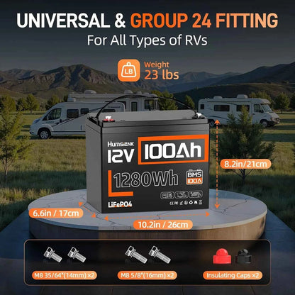 Humsienk 12V 100AH LiFePO4 Battery for RV/Camping