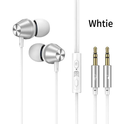 Wired Earphones Half In Ear Type 3.5mm Dual Plug Gaming Headset HiFi Bass Stereo Curved HD Earbuds For Laptops Mobile Phones