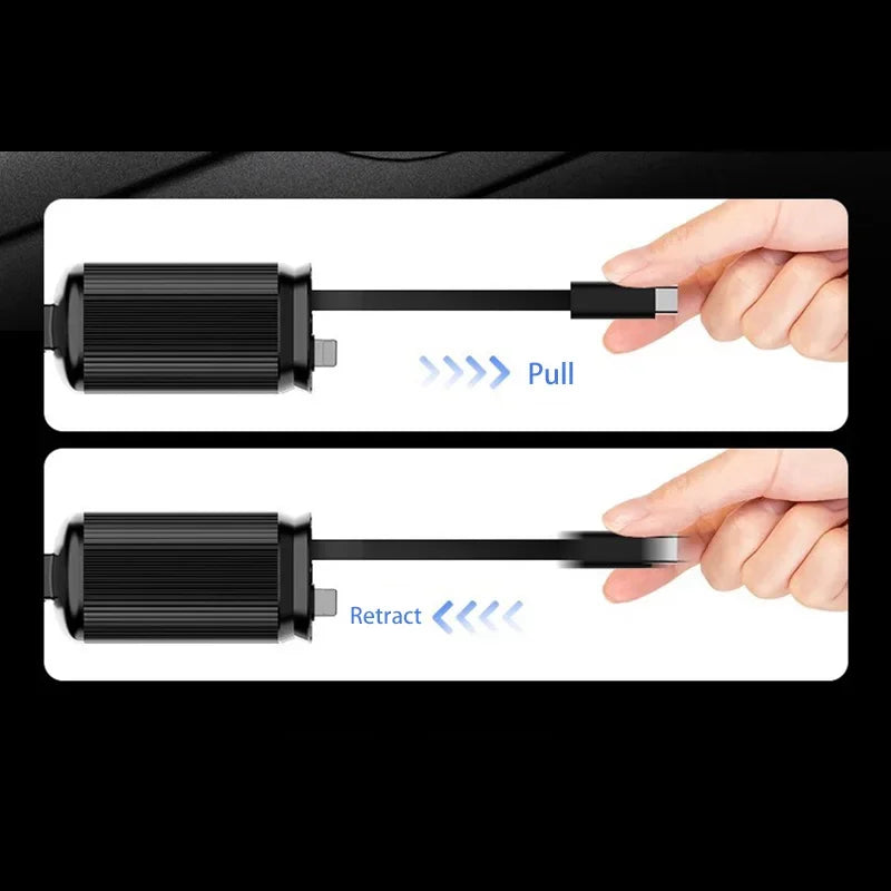 Car Charger Super Fast Charger 120W Retractable Cable Purple Starry