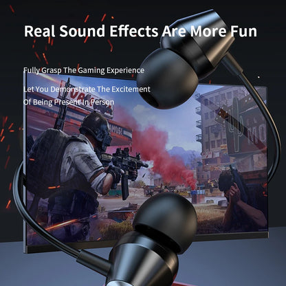 Wired Earphones Half In Ear Type 3.5mm Dual Plug Gaming Headset HiFi Bass Stereo Curved HD Earbuds For Laptops Mobile Phones