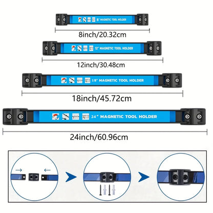 8,12,18,24inch Magnetic Tool Holder Heavy Duty Tool Bar,Space Saving Metal Organizer Rack Tool for Workshop Garage Home
