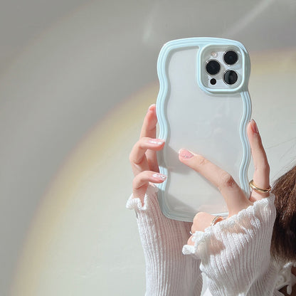 Wave Border Mobile Phone Case Solid Color Simple Candy Color - Small Enterprise