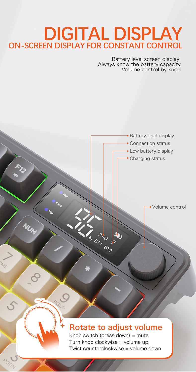 Wireless Bluetooth Russian Keyboard Display