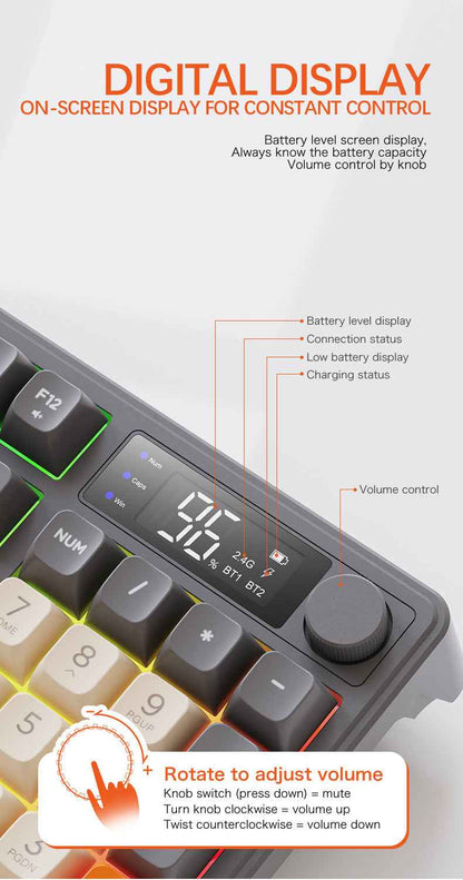 Wireless Bluetooth Russian Keyboard Display
