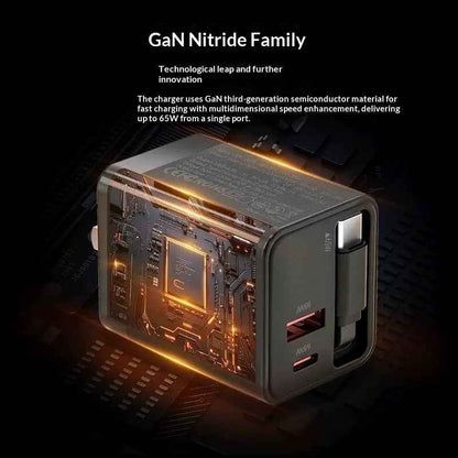 120W GaN Fast Charger with Retractable Cable