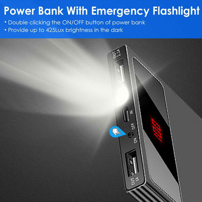 Ultra-thin 20000mAh Power Bank Dual USB Flashlight