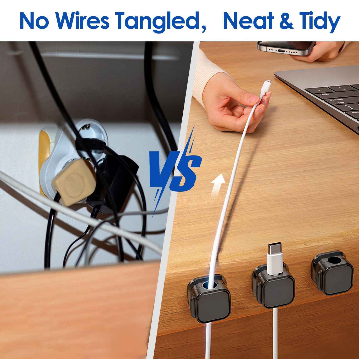 6 Pack Magnetic Cable Clips Cord Organizer Holders