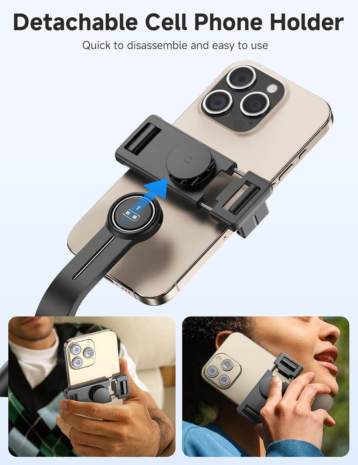 Portable Selfie Stick, 4 in 1 Extendable Phone Tripod Stand with Detachable Wireless Remote & Phone Holder 360° Rotating Mini Travel Tripod Compatible with Iphone 16/15/14/13 Pro/Android/Gopro