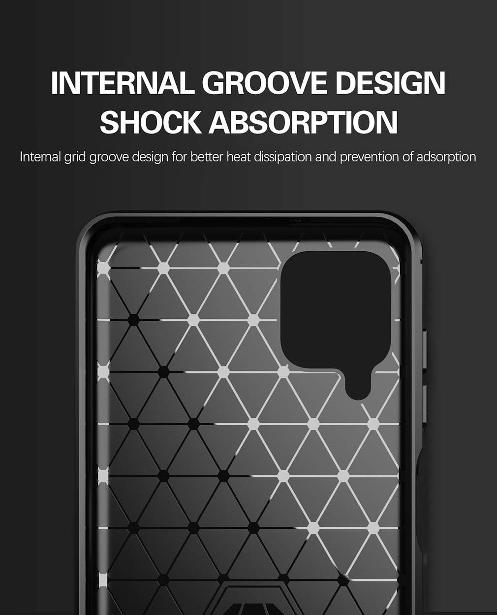 for Galaxy A12 Case,With HD Screen Protector,Shock-Absorption Flexible TPU Bumper Cove Soft Rubber Protective Case for Samsung Galaxy A12 (Black Brushed TPU)