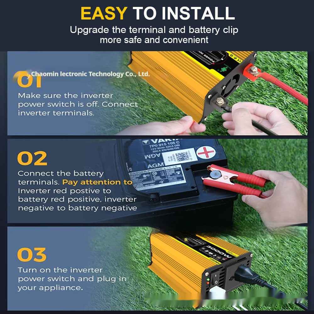 3000W 12V to 220V/110V Vehicle Solar Power Inverter