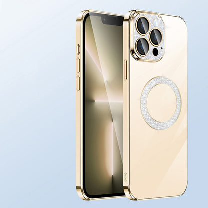 Electroplating Soft Diamond Ring Phone Case Drill Leakage Standard Mobile Phone Case Lens Film - Small Enterprise