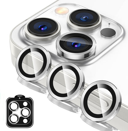 For Iphone 16 15 Pro Max plus Metal Ring Tempered Glass Camera Lens Protector