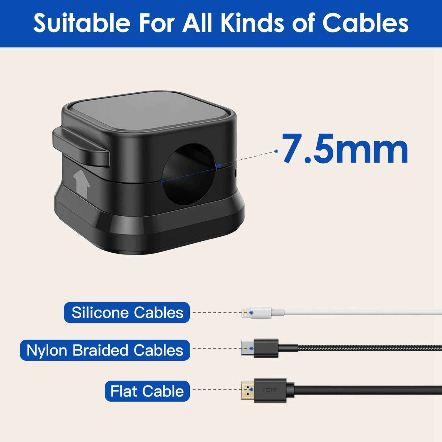 6 Pack Magnetic Cable Clips Cord Organizer Holders