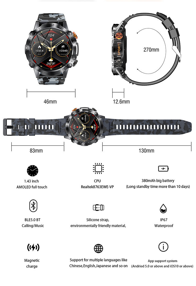 K59 PowerSport Bluetooth Outdoor Smart Watch