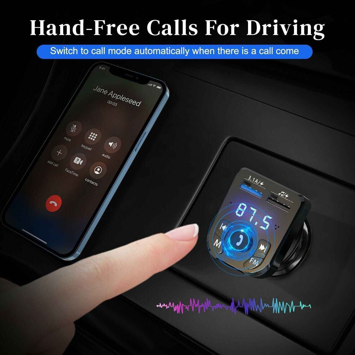 Wireless Bluetooth FM Transmitter Car Adapter & Charger
