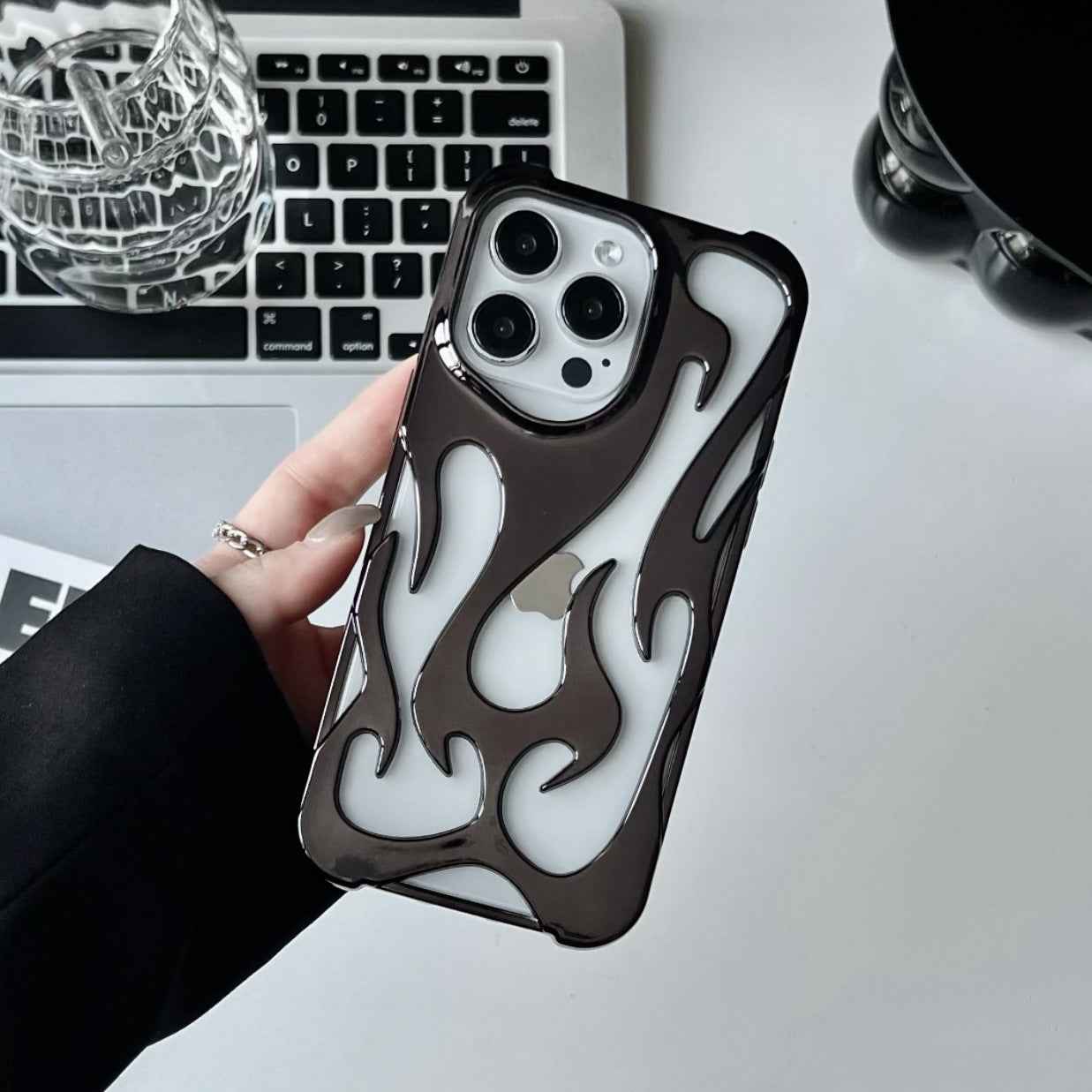 Flame Pattern Electroplating Heat Dissipation Phone Case
