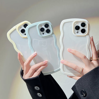 Wave Border Mobile Phone Case Solid Color Simple Candy Color - Small Enterprise