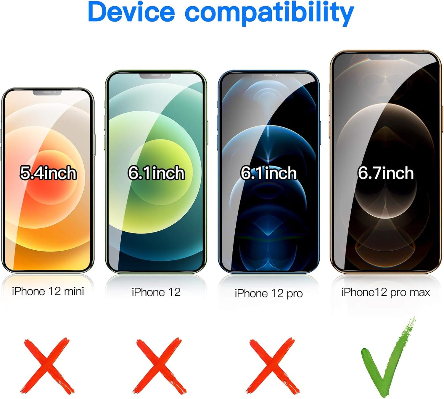2 Pack Privacy Screen Protector for Iphone 12 Pro Max, Premium 4D Curved Edge to Edge Full Coverage Privacy Tempered Glass Screen Protector for Iphone 12 Pro Max（6.7 Inch）