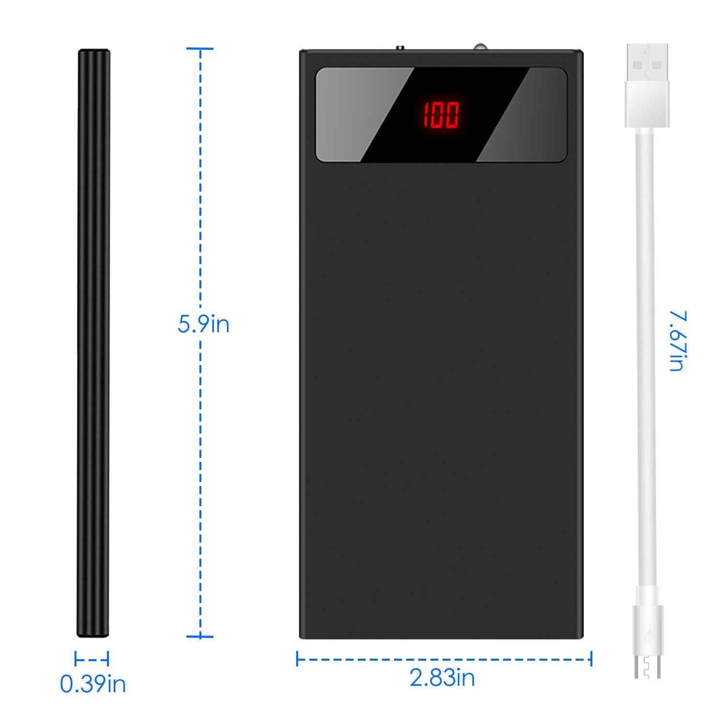 Ultra-thin 20000mAh Power Bank Dual USB Flashlight