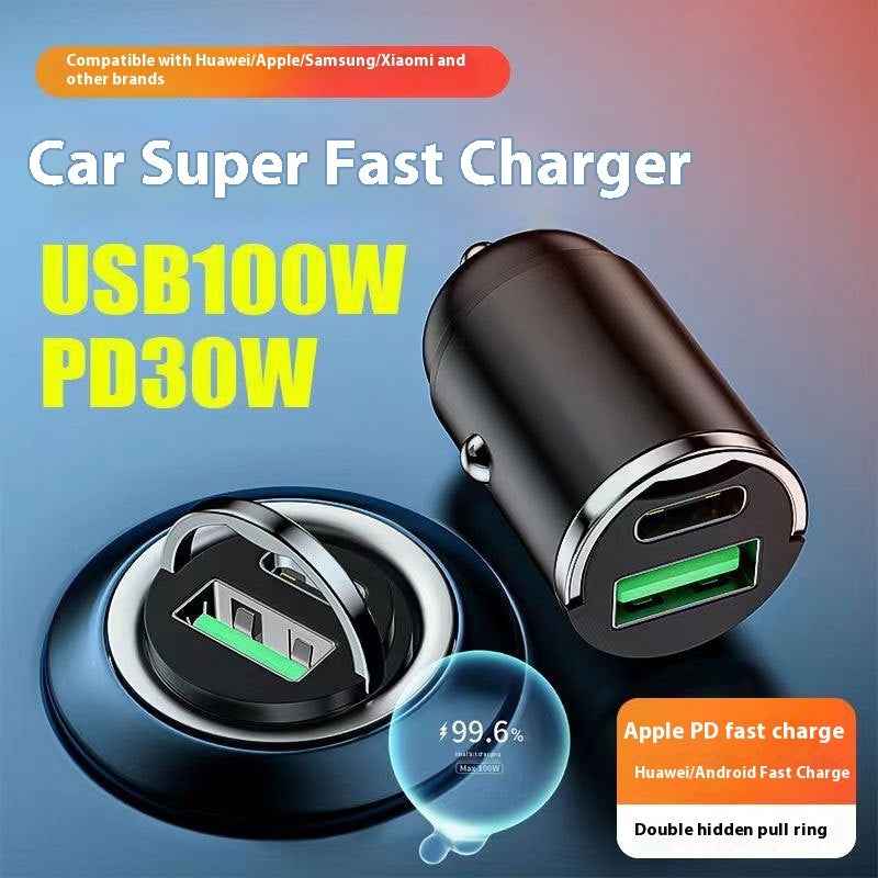 Hidden Pull Ring Car Charger Adapter