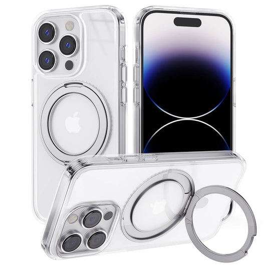 Iphone 14 Pro Case Magsafe Compatible, Acrylic Phone Case with 360° Magnetic Ring Stand