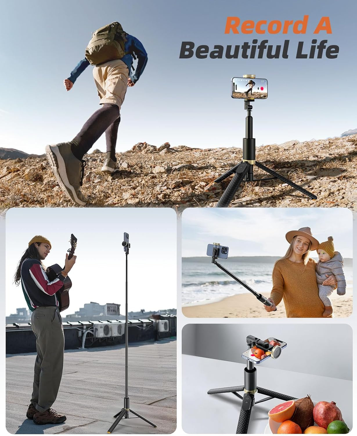 62" Phone Tripod & Selfie Stick, Tripod for Iphone with Remote, Portable, Lightweight Travel Stand for Selfies Video Recording Vlog, Extendable Stand Compatible with Iphone Android