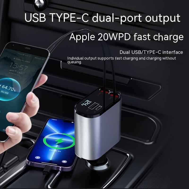100W Metal Car Charger USB & Type-C Fast Adapter