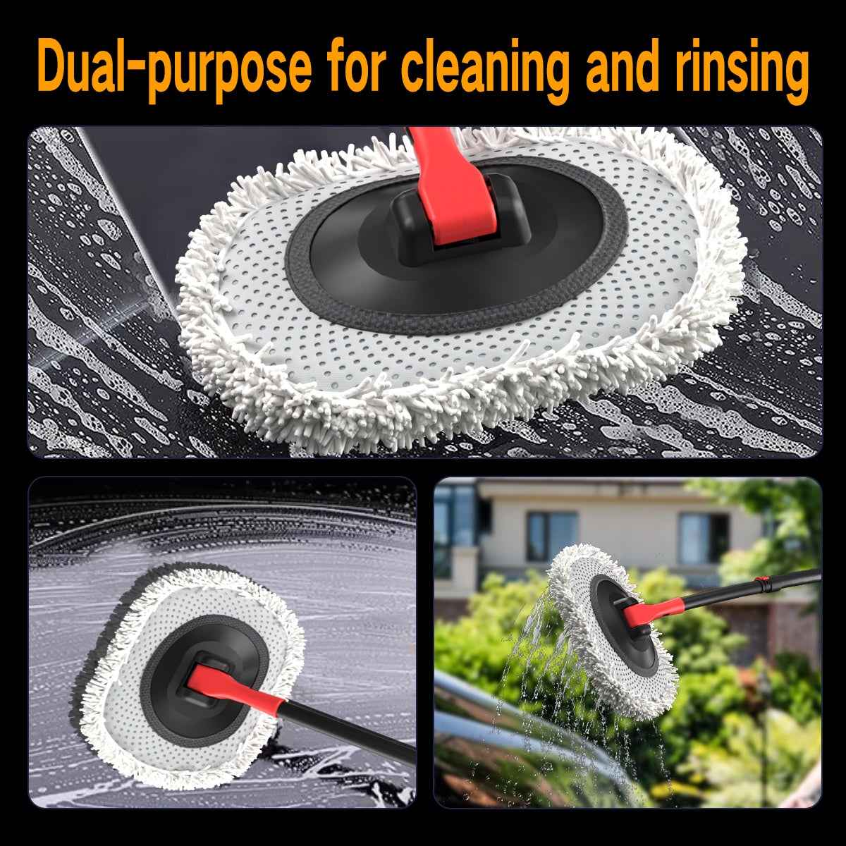 Portable 41 Car Wash Mop with Soft Brush & 10m Hose