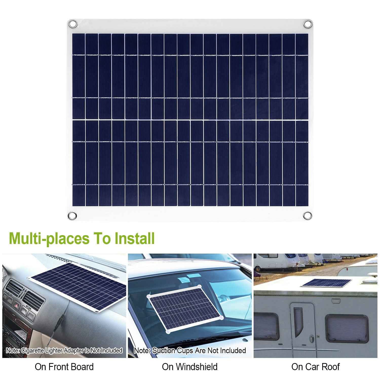 25W 12V Solar Panel Charger, Dual USB, IP68 for Car/RV
