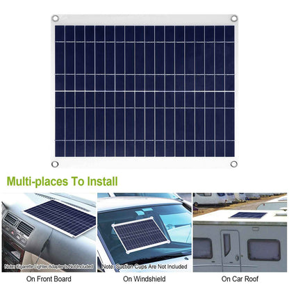 25W 12V Solar Panel Charger, Dual USB, IP68 for Car/RV