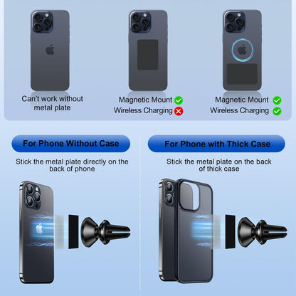 [8*Powerful Magnets Phone Holders for Your Car [Durable ＆ Sturdy] Magnetic Phone Holder Mount for Car 362° Rotation Car Vent Clip Fit for Iphone Samsung ＆ All Phones, Silver