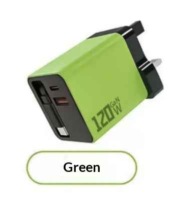 120W GaN Fast Charger with Retractable Cable