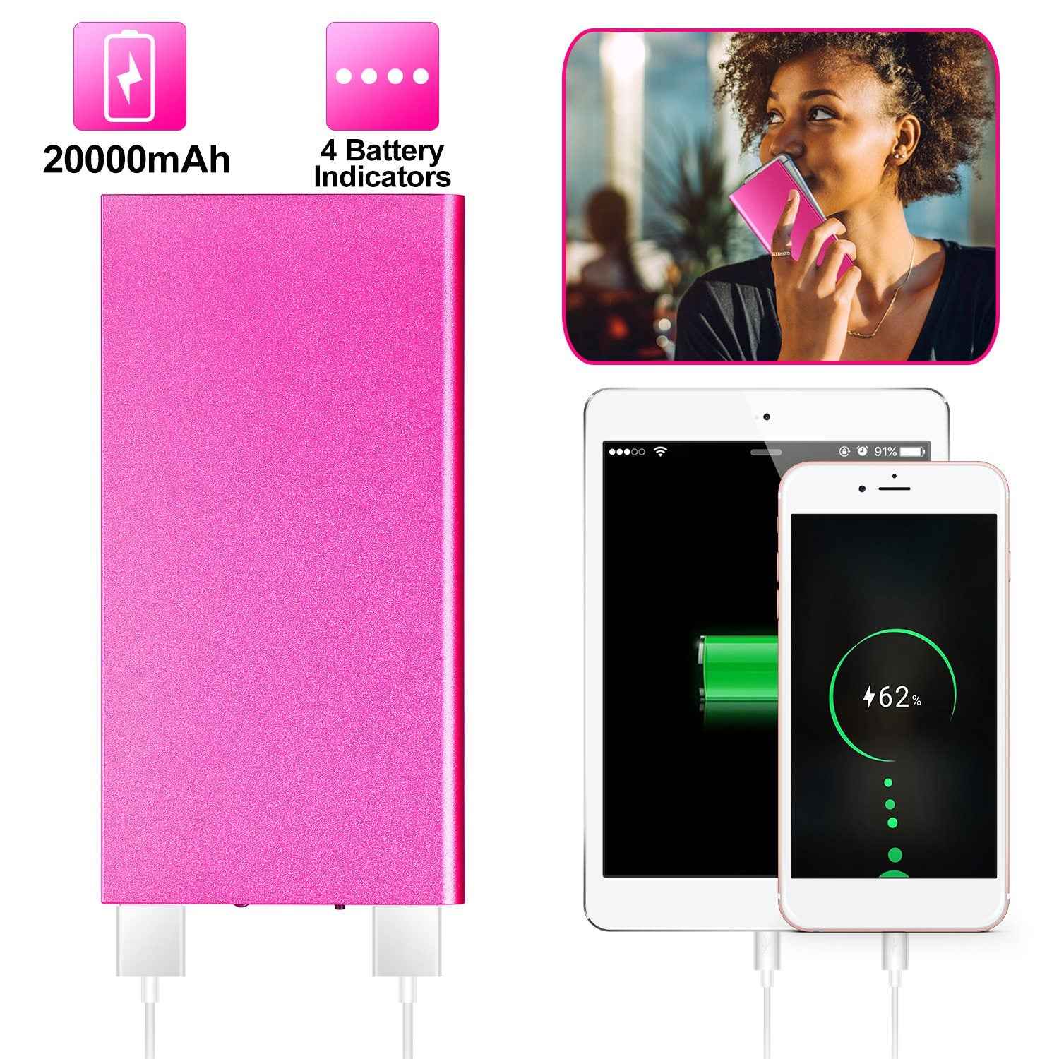 Ultra-thin 20000mAh Dual USB Power Bank