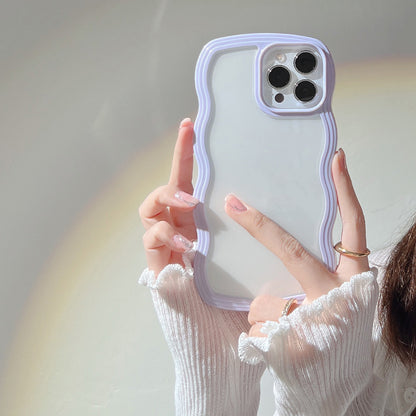 Wave Border Mobile Phone Case Solid Color Simple Candy Color - Small Enterprise
