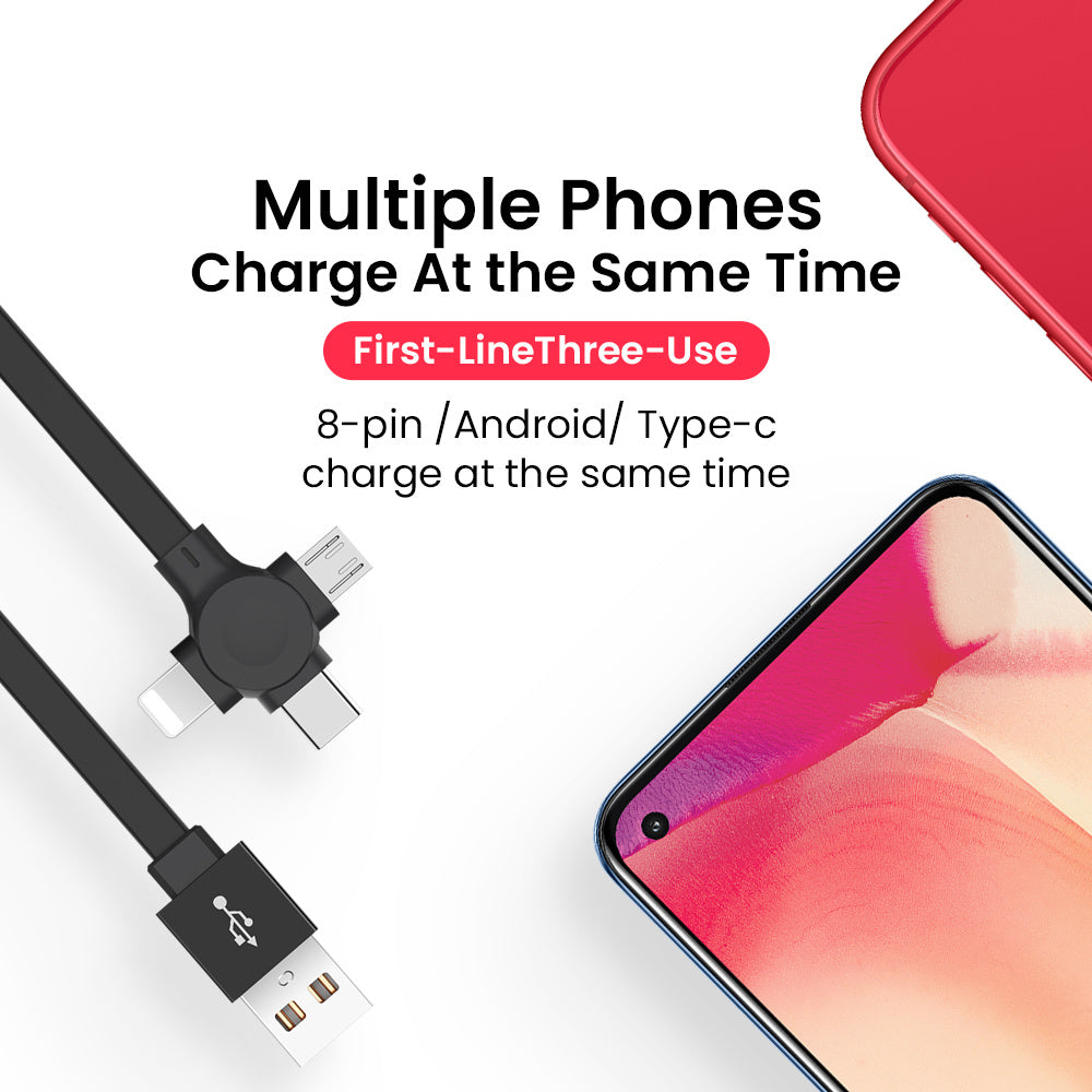 4 In 1 Retractable USB Cable Creative Macaron Type C Micro Cable For I Phone With Phone Stand Charging Data Cable Line Storage Box - Small Enterprise