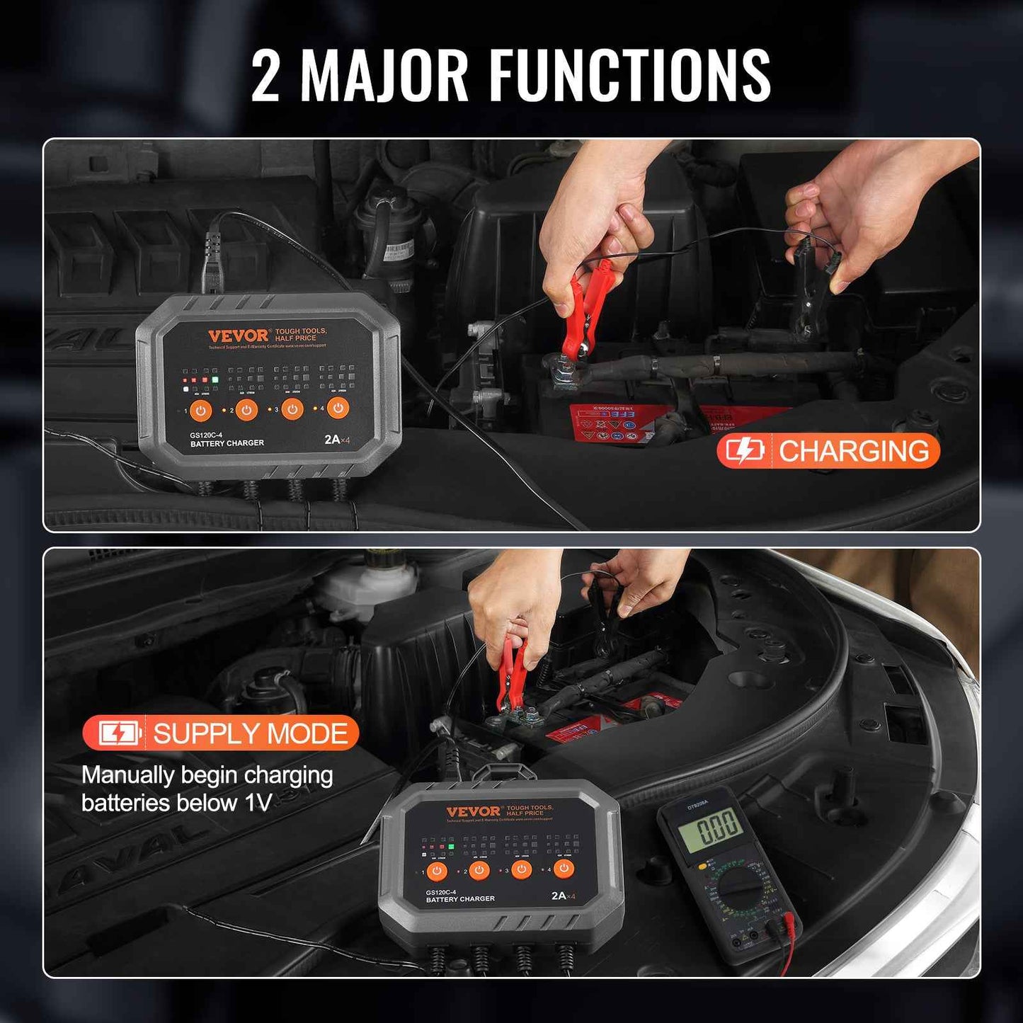 VEVOR 8-Amp Smart Battery Charger & Maintainer
