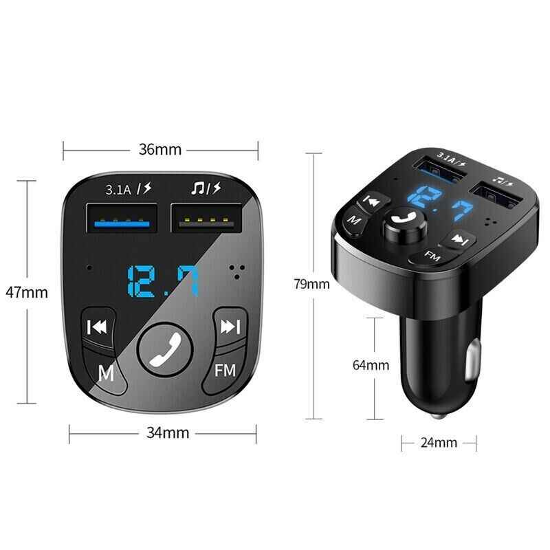 Wireless Bluetooth FM Transmitter Car Adapter & Charger