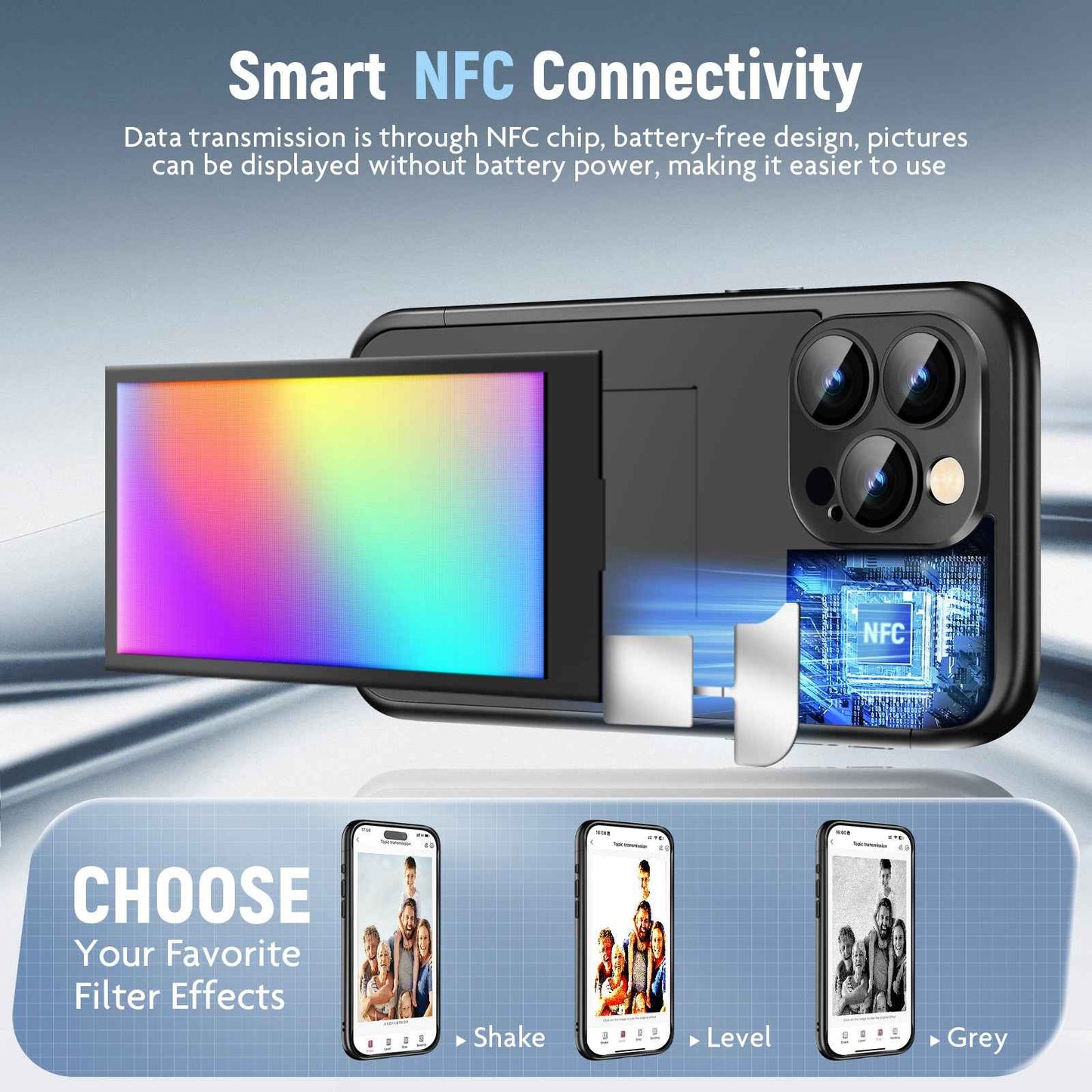 iPhone 15 Pro Max NFC Ink Screen Flip Case