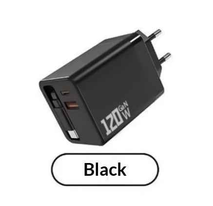 120W GaN Fast Charger with Retractable Cable